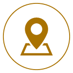 Ort Icon: Maps ähnliche Dartstellung einer Pinnadel, welche umkreist wird.
